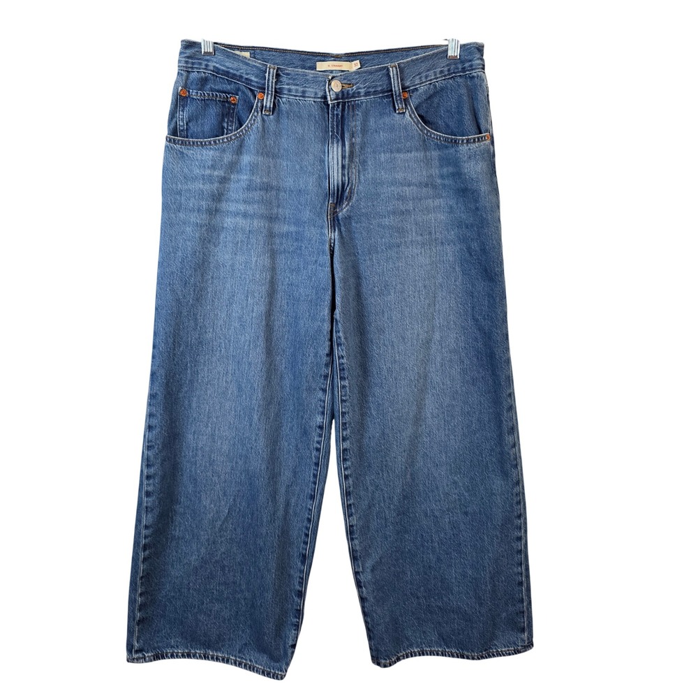 Levis Premium XL Straight Jeans Womens 32 Blue Wash Wide Leg High Rise Baggy
